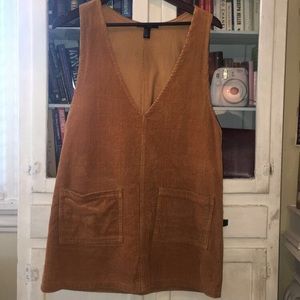 Overall style corduroy mini dress